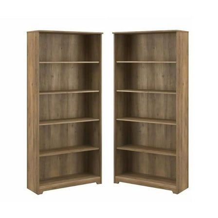 Home Square 2 Piece Engineered Wood Tall Bookcase Set in Reclaimed Pine