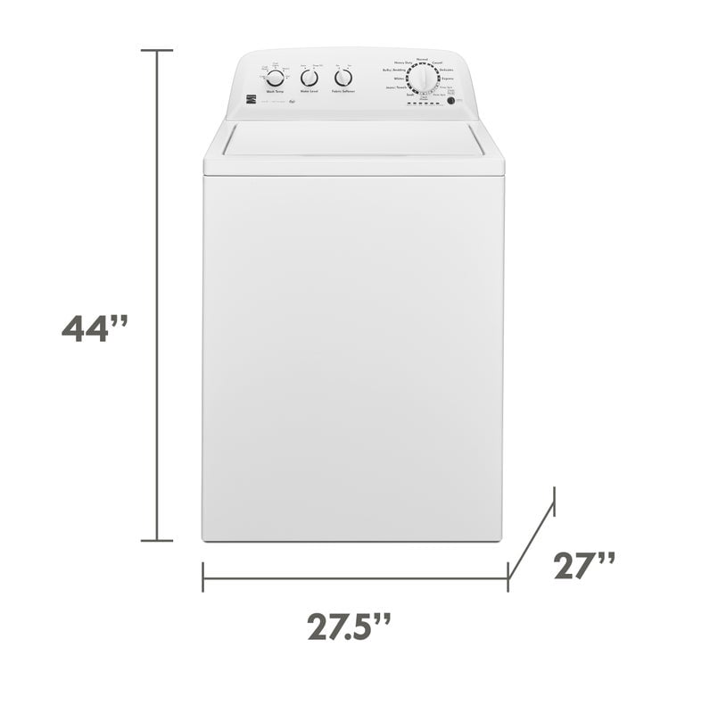 Kenmore 3.8 Cu. ft Capacity Top-Load Washer, Triple Action Agitator, 27.5" W x 27" D x 44" H, White