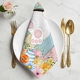 thumbnail image 2 of Easter Cloth Napkins, Spring Colorful Bunny Eggs Flower Wood Grain Washable and Reusable Dinner Napkins Set of 6, Table Napkin for Kitchen Party Birthday Wedding Hotel Housewarming 20"x20", 2 of 9