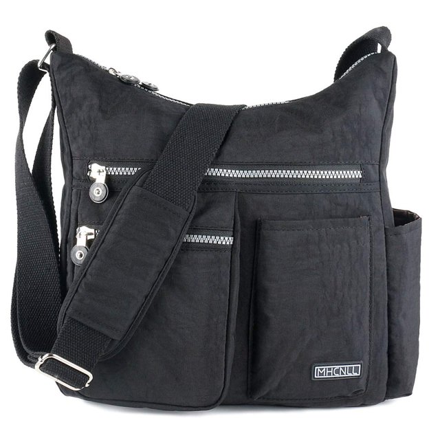 Bolso cruzado MHCNLL con bolsillo RFID antirrobo ligero resistente al agua mujer Negro 11.5 x 4.8 x 12