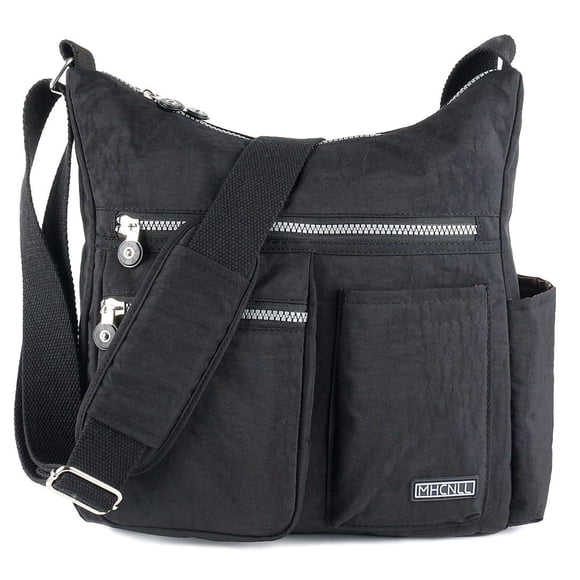 Bolso cruzado MHCNLL con bolsillo RFID antirrobo ligero resistente al agua mujer Negro 11.5 x 4.8 x 12
