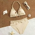 thumbnail image 2 of Yindaity Girls Swimsuits 2 Piece Color Block Bikini Sets with Chest Pad Size Bathing Suits for Girls(Beige,8-9 Years), 2 of 6