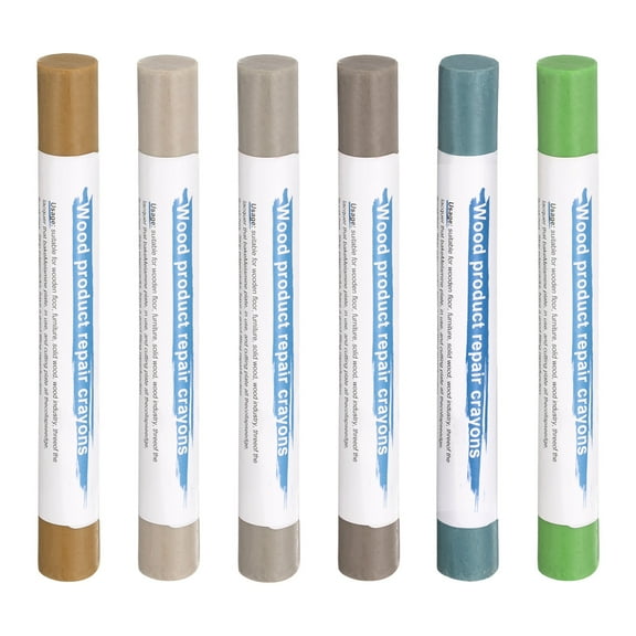Uxcell Wood Filler Sticks 6 Colors Wooden Wax Touch Up Furniture Repair Crayons for Medium Brown, Gray Blue, Grass Green, Medium Yellow, Medium Brown, Dark Brown