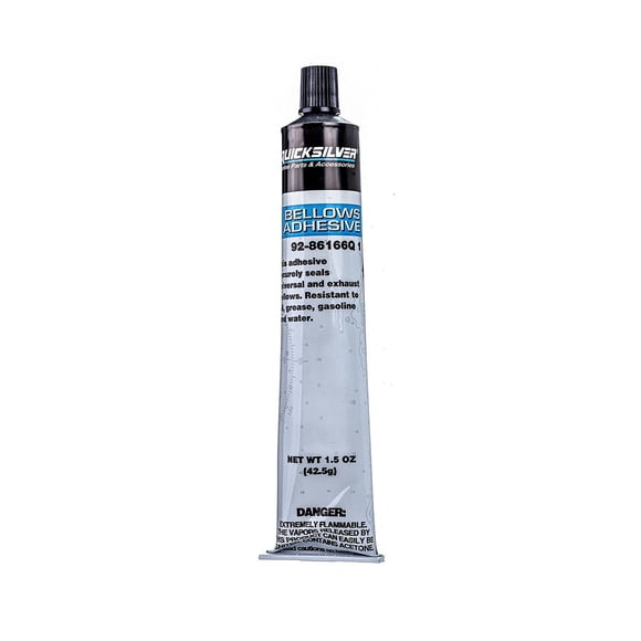 Quicksilver 86166Q1 Bellows Adhesive, Resistant to Oil, Grease, Gasoline and Water, 1.5 oz Tube