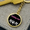 thumbnail image 6 of Tabby Cat Cat Mom Keychain Stainless Steel or 18k Gold Circle Pendant, 6 of 16