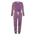 thumbnail image 4 of Pantalon en Lin Imprimé pour Femmes, Col Rond, Manches Longues, Décontracté, Ample, Tenue Décontractée, 4 of 4