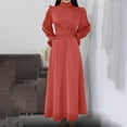 thumbnail image 4 of Ygbgbb Women's High-end Satin Long Sleeved Loose Fitting Dress Elegant Temperament Women's Evening Dress (Pink,XL), 4 of 8
