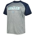 thumbnail image 2 of Men's Heather Gray Seattle Kraken Big & Tall Logo Raglan T-Shirt, 2 of 3