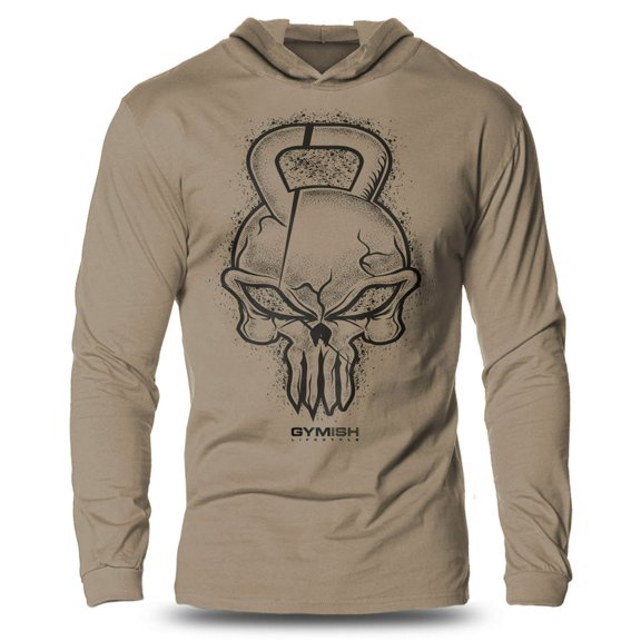 GYMISH Gym Reaper Lightweight Long Sleeve Hooded T-Shirt for Men – Funny Workout Hoodie, Fitness & Bodybuilding Apparel
