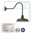 thumbnail image 2 of Cocoweb 18 inch Vintage LED Barn Light in Mahogany Bronze with Sleek Arm, 2 of 6