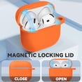 thumbnail image 3 of Funda de Silicona Naranja para AirPods 4 2024 con Cierre Magnético Llavero y Kit de Limpieza Compatible con USB-C, 3 of 7