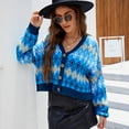 thumbnail image 1 of Chaqueta de punto de manga larga con diamantes Retro, ropa europea y americana, cárdigan de punto holgado, otoño e invierno, 2023, 1 of 3