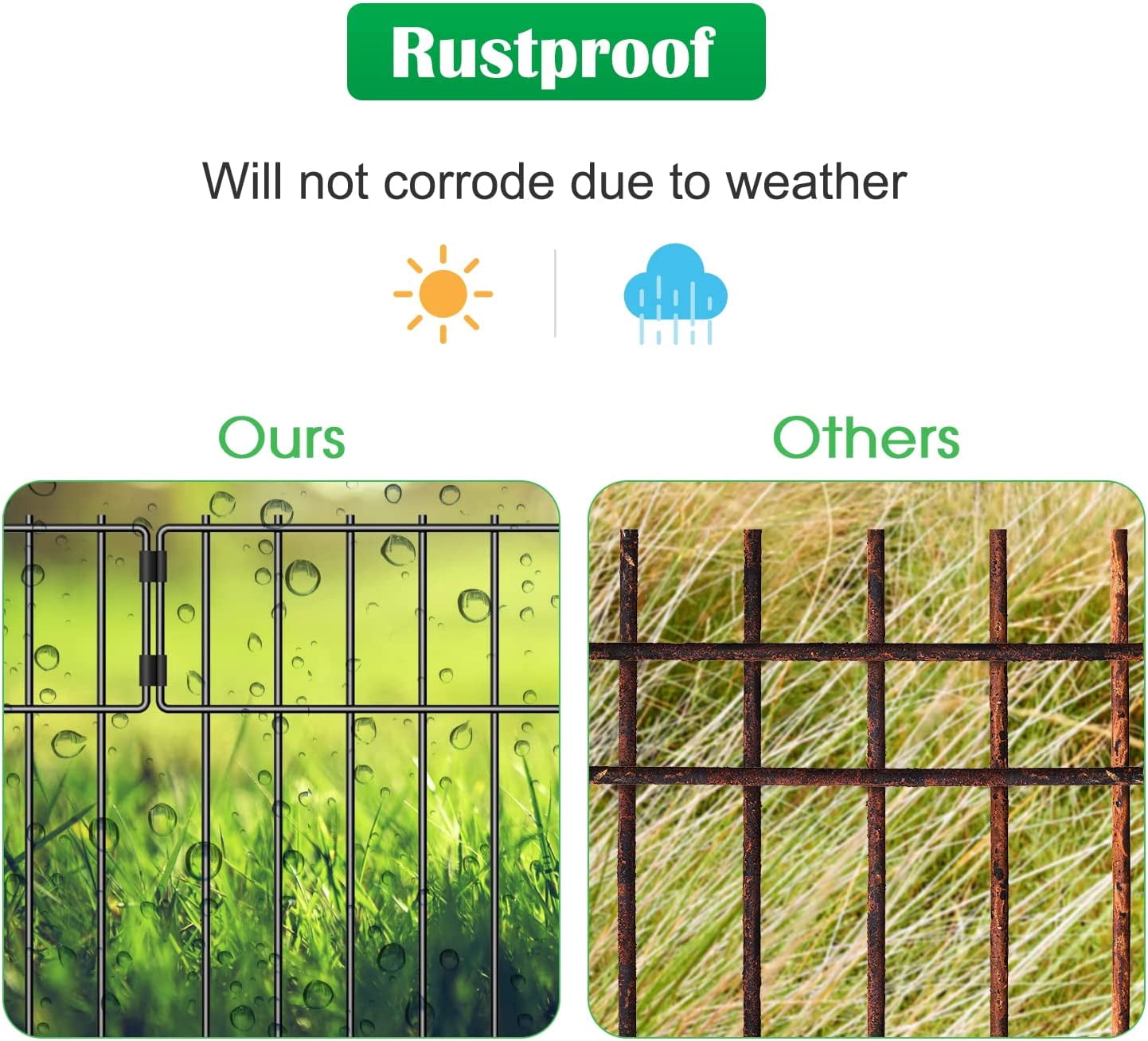 Animal Barrier Fence, Total Decorative Garden Fence , Rustproof Metal Barrier Bottom Fence, Dog Rabbits Ground Stakes Border Fence for Garden.