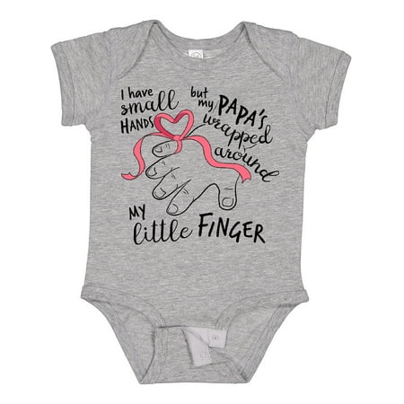 

Inktastic I Have Small Hands but My Papas Wrapped Around My Little Finger Boys or Girls Baby Bodysuit