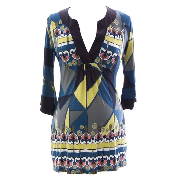 Olian Women's Geometric Print Danniela Maternity Tunic Small Multicolor