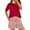 Red, variant on PRETTYGARDEN Women's Summer 2 Piece Outfits Lounge Sets Short Sleeve Tee Shirts Tops Blouses Pockets Printed Shorts Tracksuit