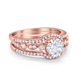 thumbnail image 2 of Trio Set Three Piece Round Ring Rose Tone CZ 925 Sterling Silver Size 6, 2 of 4