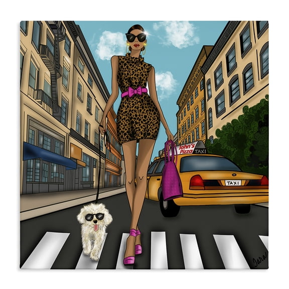 Stupell Industries Fashion Girl in Big City Canvas Wall Art, design by Tara Boone