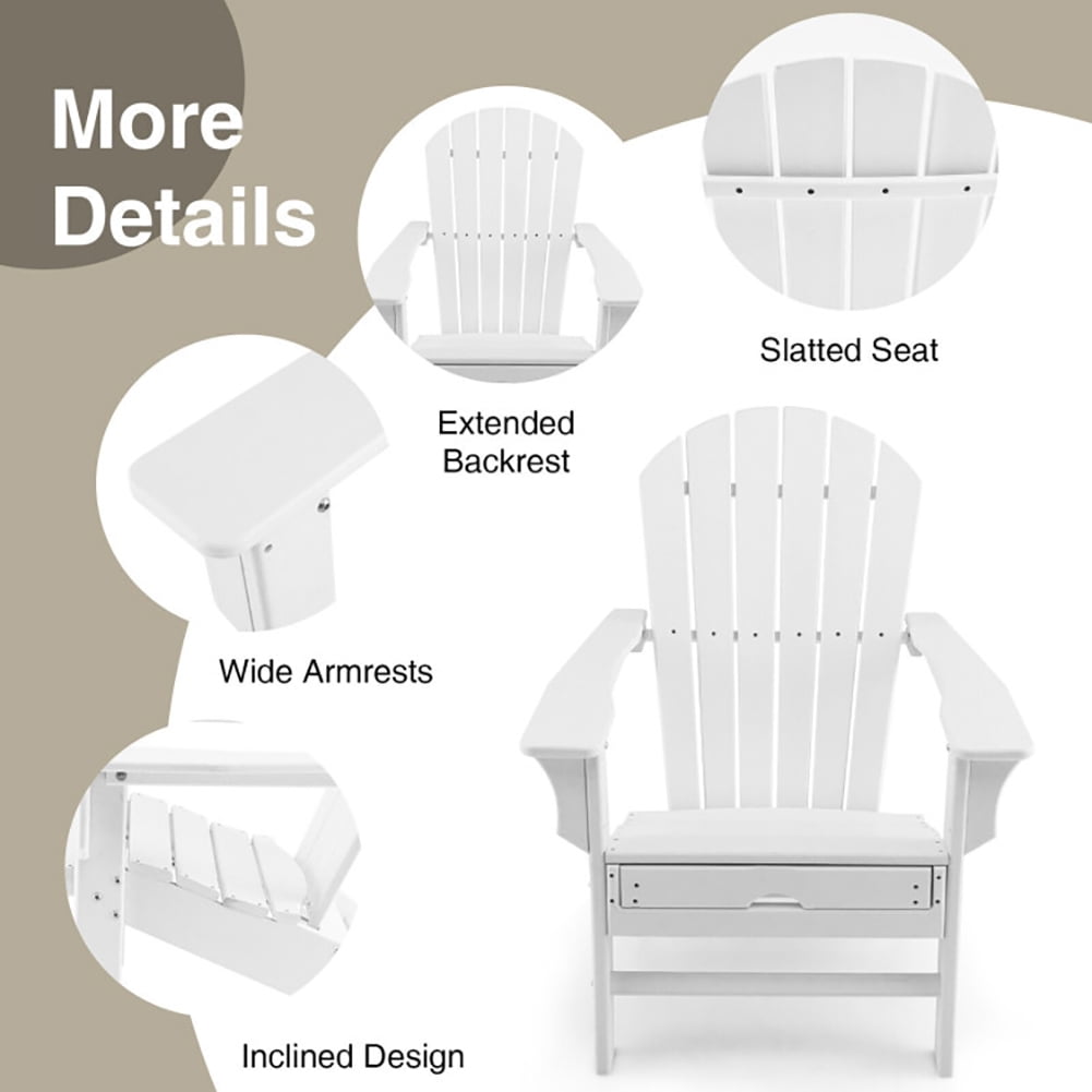 Aimee Lii Patio HDPE Chair with Retractable Ottoman, Outdoor Patio Furniture, White Aimee Lii Patio HDPE Chair with Retractable Ottoman, Outdoor Patio Furniture, White