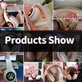 thumbnail image 2 of KERHAND Bluetooth Headphones for Kids, Cute Ear Cat Ear LED Light Up Foldable Headphones Stereo Over Ear with Microphone/TF Card Wireless Headphone for iPhone/iPad/Smartphone/Laptop/PC/TV (PIink), 2 of 5