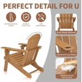 thumbnail image 3 of UBesGoo Plastic Adirondack Chairs, Folding with Cup Holder, Waterproof HDPE Material, Comfortable 380lb Weight Capacity for Outdoor Pool Patio Lounge Chair Lawn Furniture Firepit (Teak Color), 3 of 5