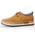 thumbnail image 5 of Zapatos de una sola capa de tamaño pequeño con cordones y agujeros de cuero estilo coreano con aumento de altura interior invisible para hombre de Four Seasons, 5 of 5