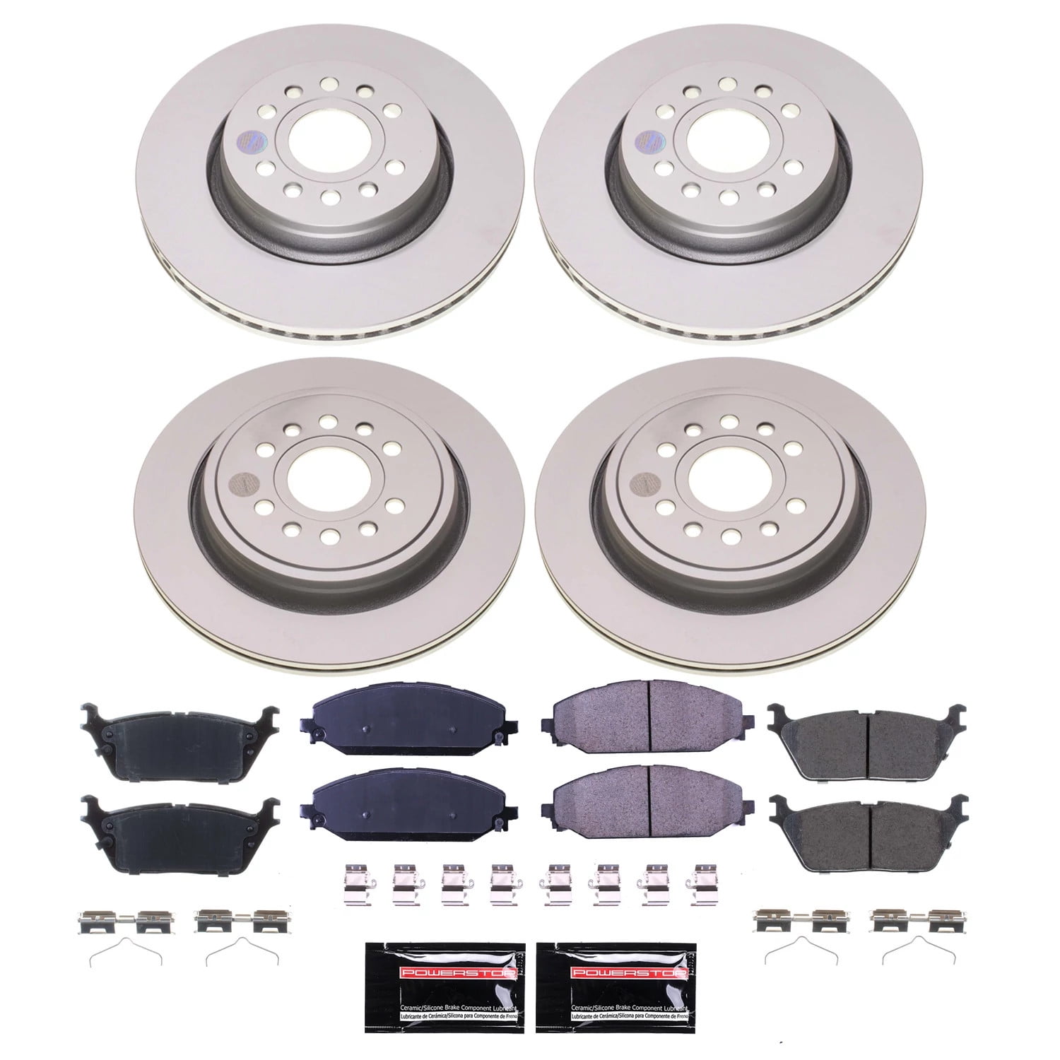 PowerStop Front and Rear Geomet Coated Brake Rotor and Pad Kit Fits: JEEP Select Models CRK8902