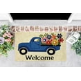thumbnail image 2 of Kashi Home Printed Coir Fiber 18x28 Non-Slip Doormat, Durable Outdoor / Indoor Rug, Entryway, Front Door, Porch, Patio, Welcome Mat, Hello Spring, Floral Americana Design Decor (Welcome Flower Truck), 2 of 3
