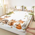 thumbnail image 4 of Castle Fairy Girls Cute Watercolor Woodland Animal Bed Sheets 4-Piece,Autumn Birch Falling Leaf Full Size Sheets,Brown Green White,1 Fitted Sheet, 1 Flat Sheet and 2 Pillowcases, 4 of 6