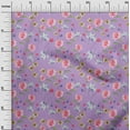 thumbnail image 2 of oneOone Polyester Lycra Pastel Purple Fabric Flower & Leaves Watercolor Quilting Print Sewing Fabric By The Yard 56 Inche Wide, 2 of 4