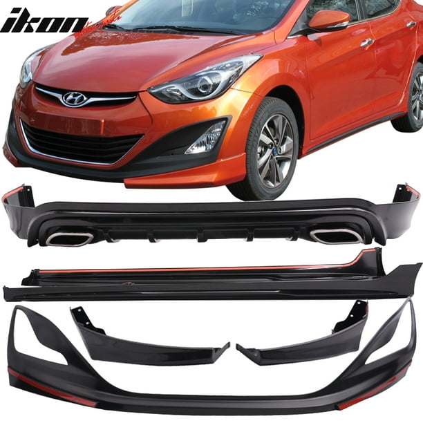 Ikon Motorsports Compatible with 1415 Hyundai Elantra Sedan Front Side Rear Bumper Lip Complete
