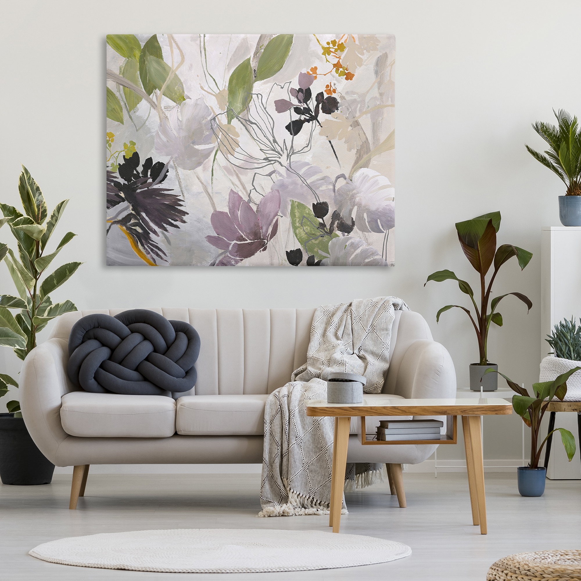 Soft Spring Organic Flora Canvas Wall Art, design by Design Fabrikken