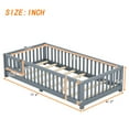 thumbnail image 2 of JOYFULIN Twin Size Floor Bed with Slats and Fence for Kids, Solid Wood Montessori Floor Bed with Door and Safety Guardrails for Girls, Boys, No Box Spring Needed, Gray, 2 of 7
