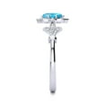 thumbnail image 4 of SuperJeweler 1 Carat Oval Shape Blue Topaz and Halo Diamond Ring In Sterling Silver For Women, 4 of 6