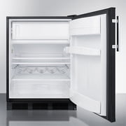 ADA compliant freestanding refrigerator-freezer for residential use, cycle defrost with deluxe interior and black finish