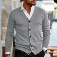thumbnail image 2 of dGslk Men V Neck Button Down Cardigan Sweater Classic Knitwear Long Sleeve Lightweight Soft Casual Business Pullover Top Light Gray M, 2 of 2