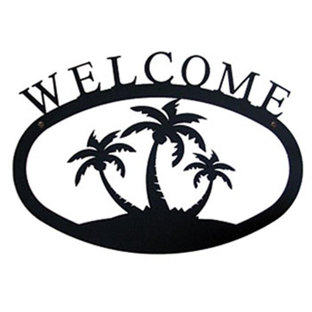 Village Wrought Iron WEL-139-S Small Welcome Sign-Plaque - Palm Trees