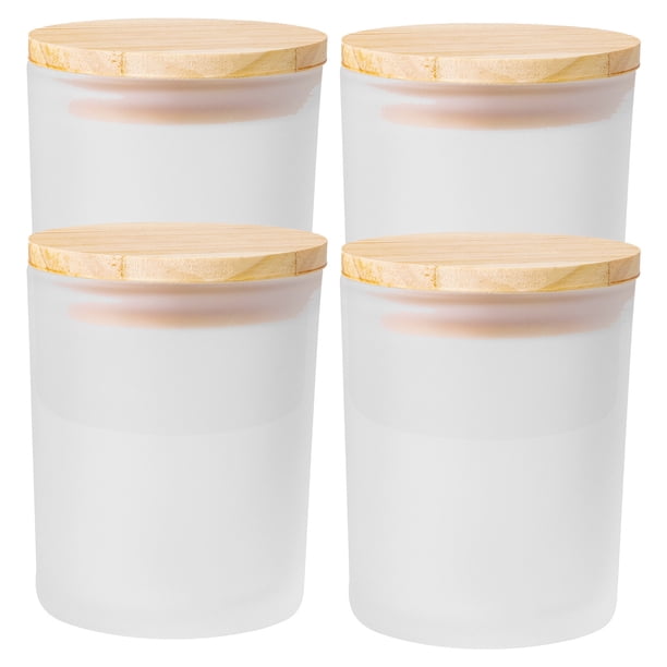 4 portavelas de cristal vacíos, portavelas esmerilado, tarro pequeño para velas aromáticas.