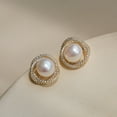thumbnail image 6 of SPRING PARK Round Faux Pearl Silver Plated Stud Earring for Women Earrings Jewelry Gift, 6 of 7