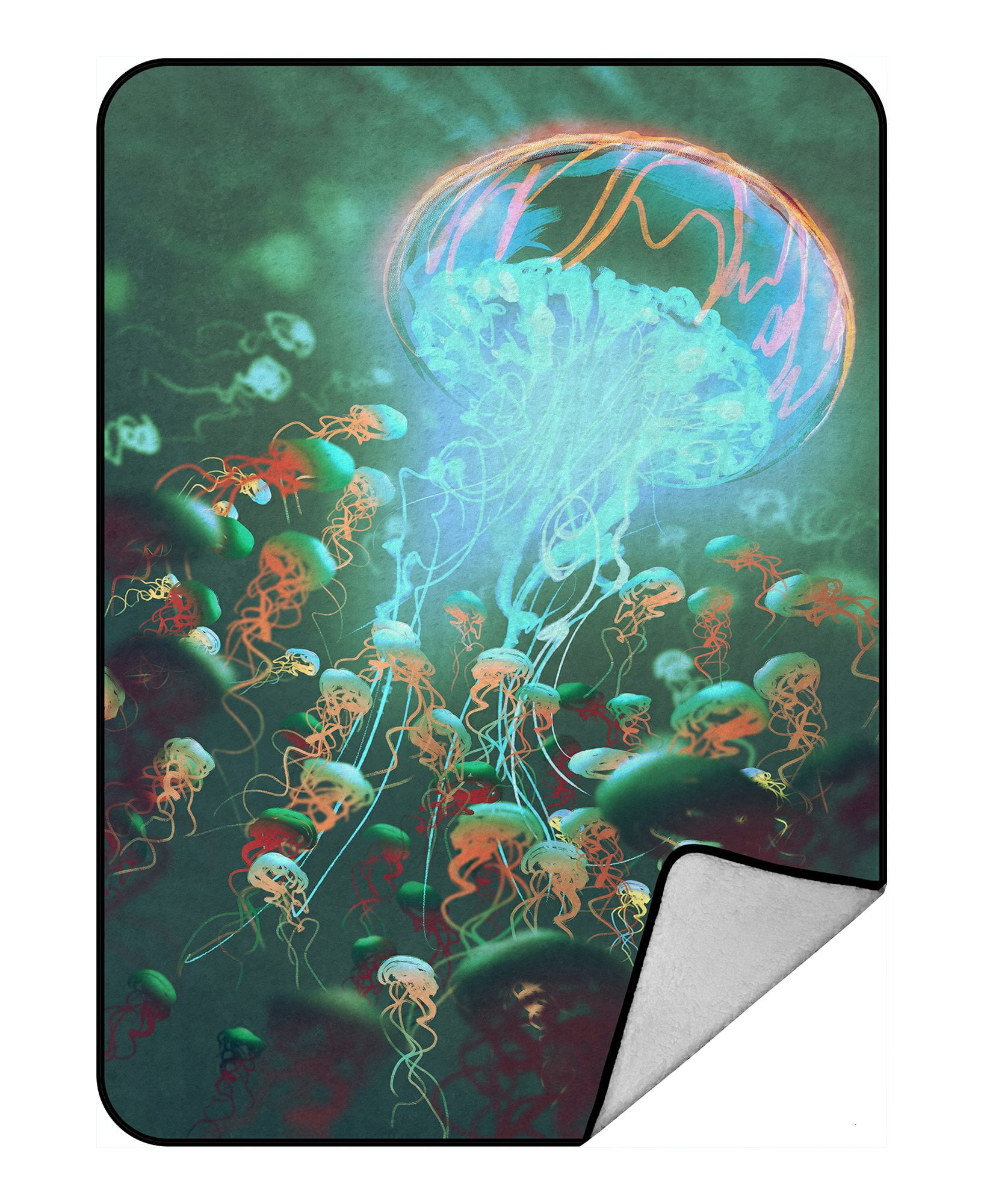 PHFZK Ocean Animal Blanket, King of Jellyfish Underwater World Fleece