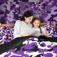 thumbnail image 4 of Manfei Rustic Camouflage Twin Comforter Sets, Mid Century Camo Bedding Set, Lavender, Black Reversible, 2pcs, 1 Comforter and 1 Pillowcase, 4 of 7