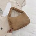 thumbnail image 5 of Women's Plush Tote Bag Simple Shoulder Bag Armpit Bag Large Capacity Casual Handbag Khaki One Size, 5 of 5