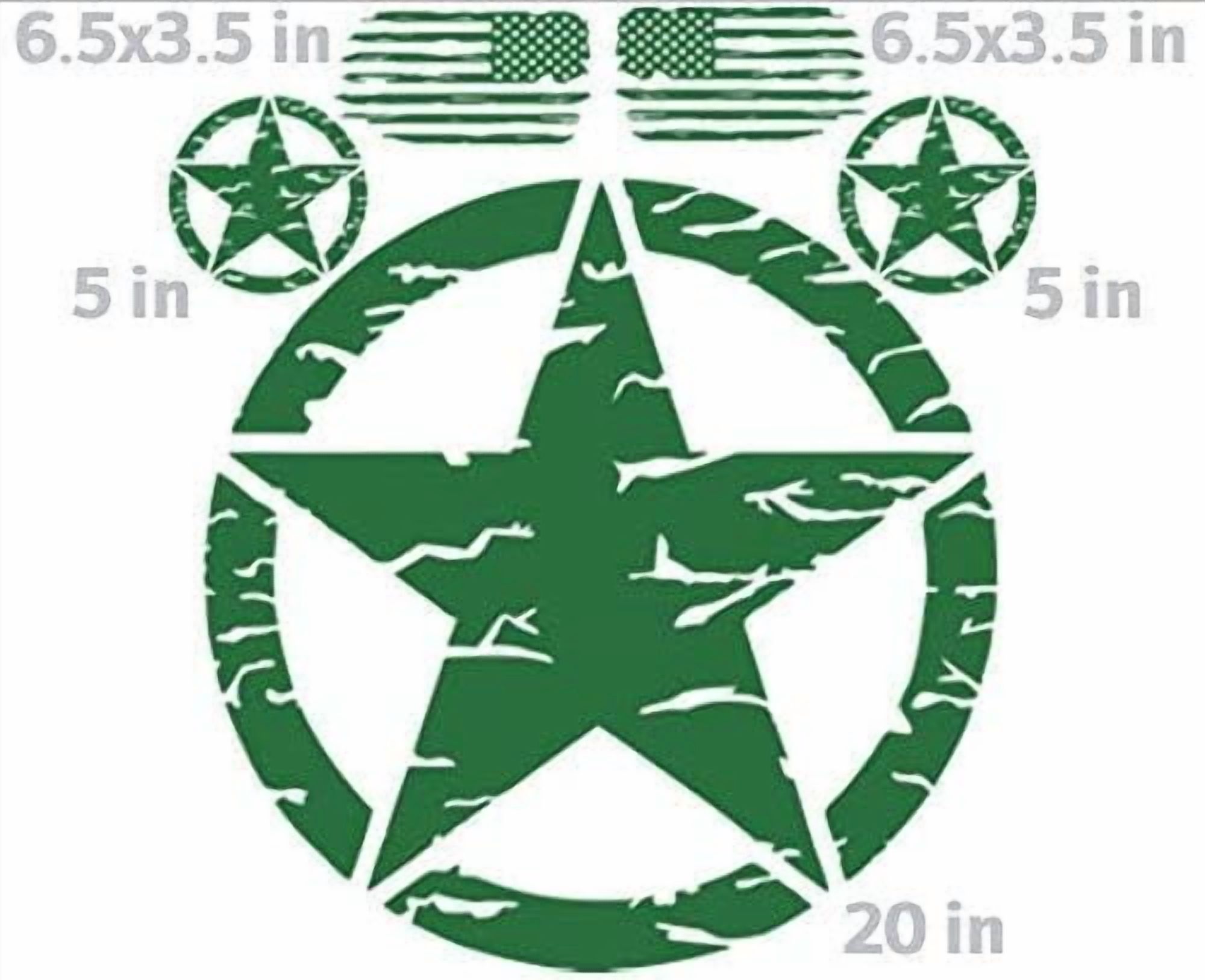 PS3X Distressed Flag Star Decal Kit – 5-Piece Vinyl Set, For Jeep, Truck, ATV, Boat & More, Made In USA
