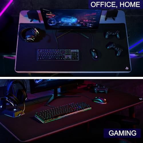 Large Gaming Mouse Pad, XXL Extended Computer Keyboard Mouse Mat with Stitched Edges, 31.5" x 15.7" Non-Slip Waterproof Rubber Base Office Big Long Mousepad for Work, Game, Office, Home, Black