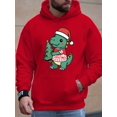 thumbnail image 4 of Men's Christmas Dinosaur Hoodie - Sweatshirt, Soft Winter Jacket, Warm and Fun Clothes for Dinosaur Lovers, Urban Fashion, Long Sleeve, Festive Outfit, 4 of 10
