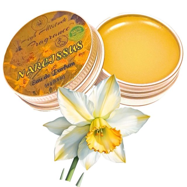 Perfume Narcissus - Eau De Parfum - Bálsamo sólido - Aceites esenciales de aromaterapia (Narcissus Poeticus Daffodil Neroli Mimosa Ylang Tangerine) Fragancia natural Regalos de viaje Favores - 0.5Oz