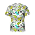 thumbnail image 4 of Vsdgher Funny Dinosaurs on Stripes Print Men's Dry Fit Mesh Athletic Shirts Moisture Wicking Tennis T-Shirt Tops, 4 of 9