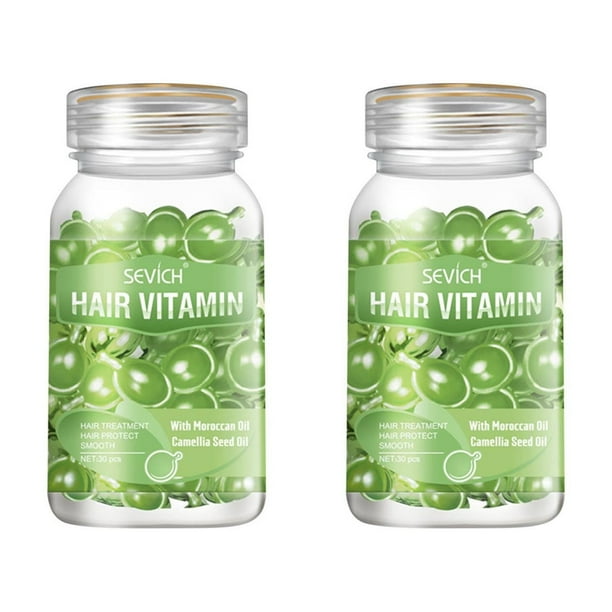 Aceite capilar con aceites esenciales, 30 cápsulas. Aceite capilar con queratina para puntas abiertas. Acondicionador hidratante reparador para cabello seco o dañado de todo tipo. 30 ml por cápsula.
