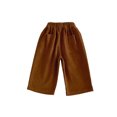 thumbnail image 3 of Ticikt Kids Corduroy Pants, Elastic Waist Solid Color Loose Wide‑Leg Trousers, Casual Straight Bottoms for Boys Girls,Coffee, 3 of 7