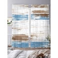 thumbnail image 3 of Retro Blue Sheer Curtains 84 Inches Long 2 Panels Brown Wood Grain Mottled Texture Abstract Art Light Filtering Semi Sheer Window Curtains Drapes for Bedroom Living Room 52"x84", 3 of 7
